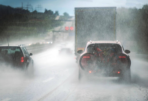 Moments before a trucking accident caused by poor road conditions.