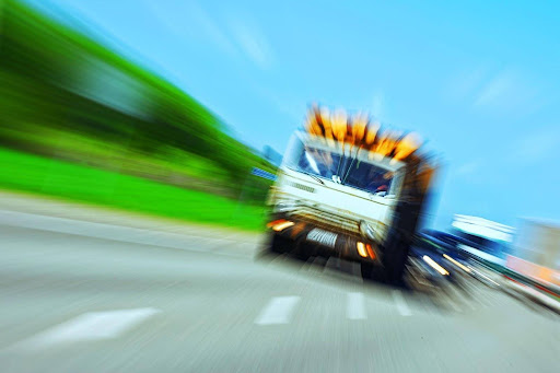 Imminent truck accident after a failure to yield.