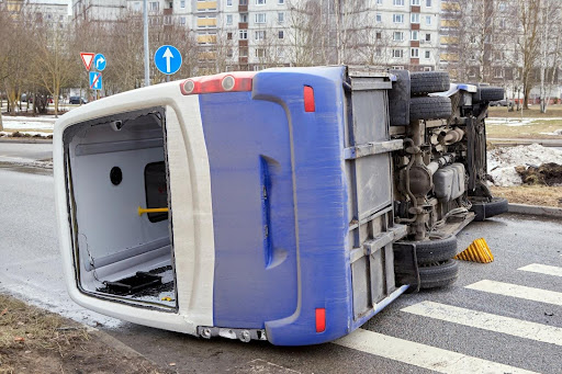 Delivery van truck accident.