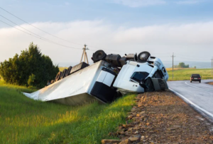 Photo depicting a trucking accident due to a lack of hiring a background check.