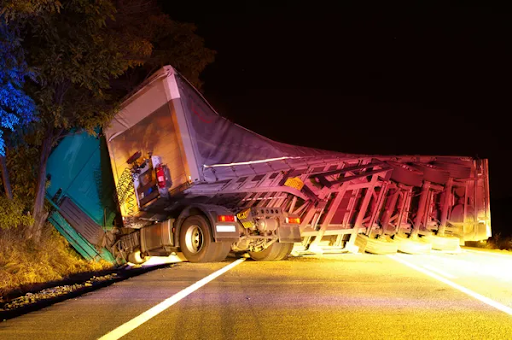 Photo depicting a trucking accident due to drug and alcohol abuse.